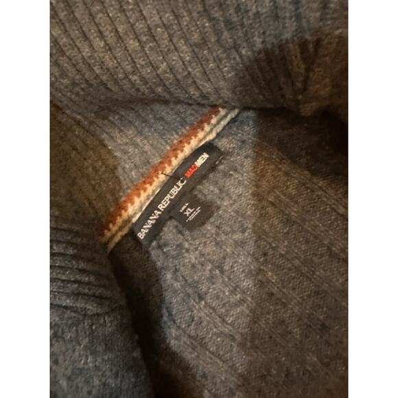 Vtg Banana Republic Cardigan Men XL Gray Shawl Collar Button Up Grandpa Sweater - Picture 3 of 4